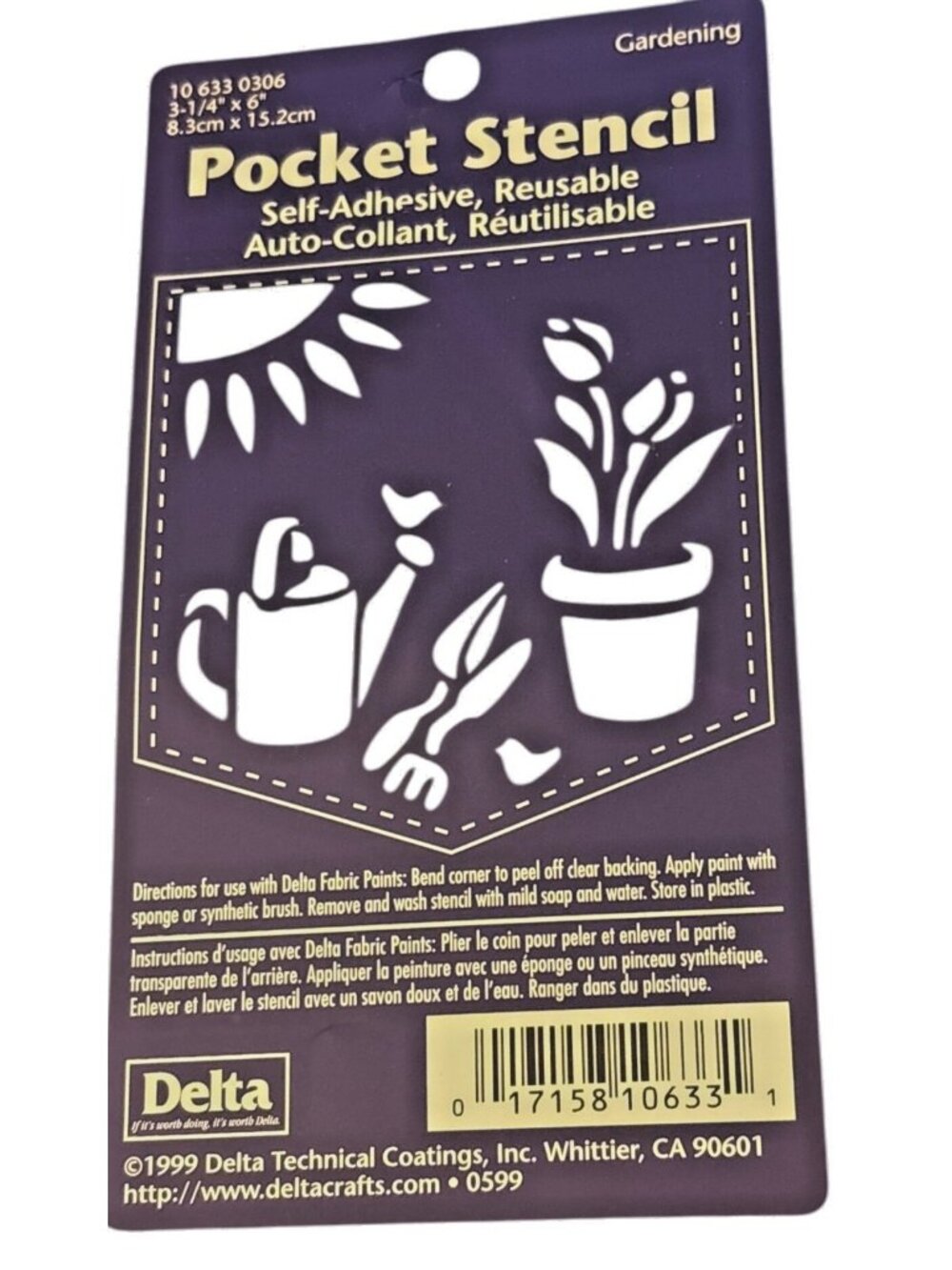 Vintage Delta Pocket Stencil Gardening Design Self-Adhesive Reusable 3-1/4 X 6"
